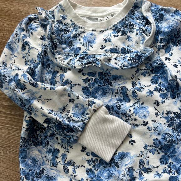 Janie and Jack Floral Ruffle Sweatshirt in Blue Reef Floral‎ size 6 - Picture 5 of 7